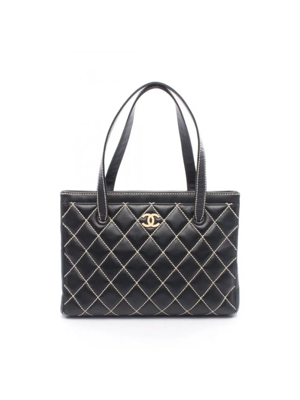 Chanel Tote Wild Stitch Black Leather